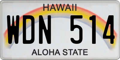 HI license plate WDN514