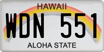 HI license plate WDN551
