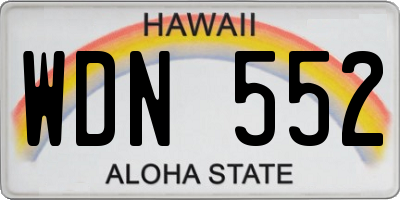 HI license plate WDN552