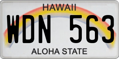 HI license plate WDN563