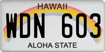 HI license plate WDN603