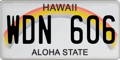 HI license plate WDN606