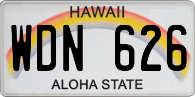 HI license plate WDN626