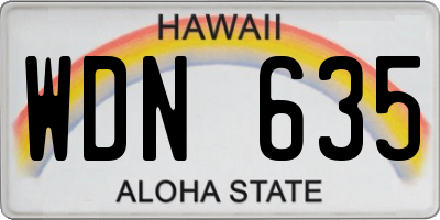 HI license plate WDN635