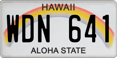 HI license plate WDN641