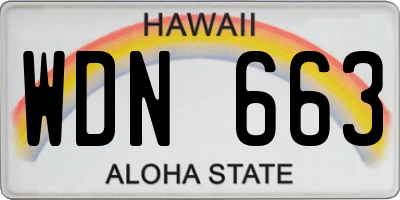 HI license plate WDN663