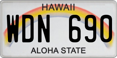 HI license plate WDN690