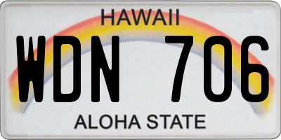HI license plate WDN706