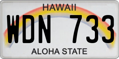 HI license plate WDN733