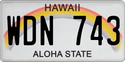 HI license plate WDN743