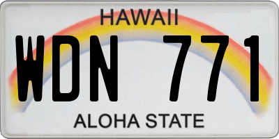 HI license plate WDN771