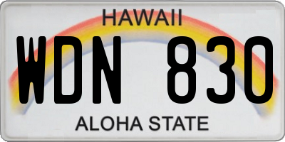 HI license plate WDN830