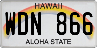 HI license plate WDN866