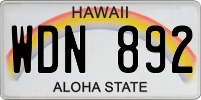 HI license plate WDN892