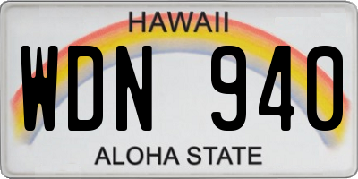 HI license plate WDN940