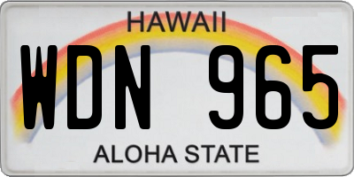HI license plate WDN965