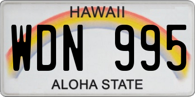 HI license plate WDN995