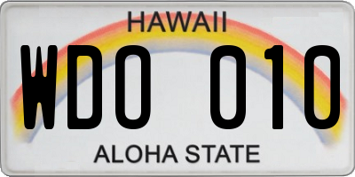 HI license plate WDO010