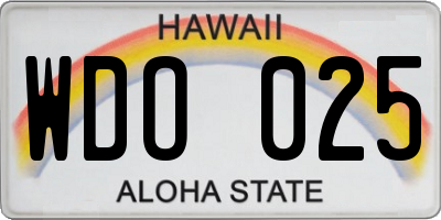 HI license plate WDO025