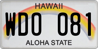 HI license plate WDO081