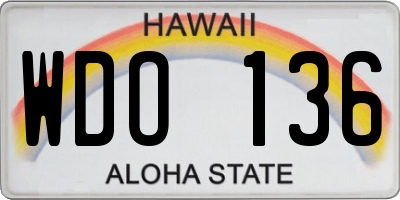 HI license plate WDO136
