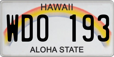 HI license plate WDO193