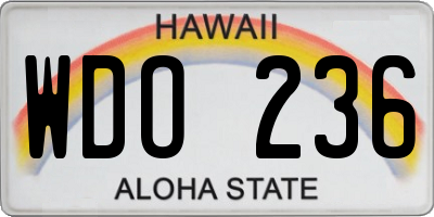 HI license plate WDO236
