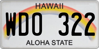 HI license plate WDO322