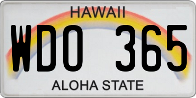 HI license plate WDO365