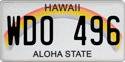 HI license plate WDO496