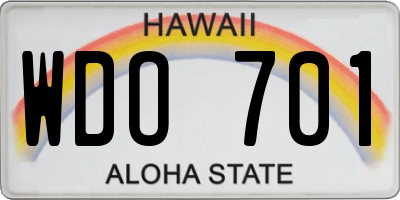 HI license plate WDO701