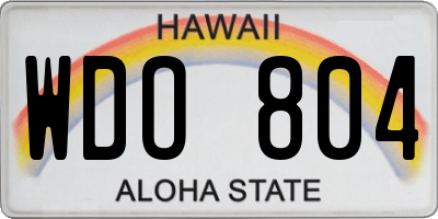 HI license plate WDO804