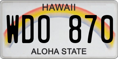 HI license plate WDO870