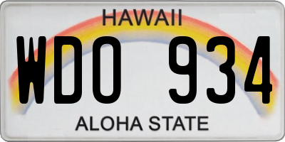 HI license plate WDO934