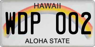 HI license plate WDP002
