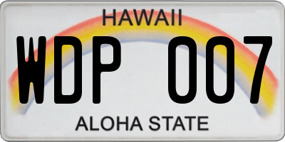 HI license plate WDP007