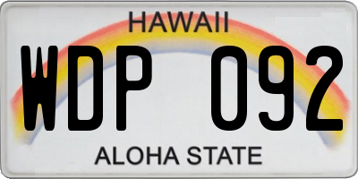 HI license plate WDP092