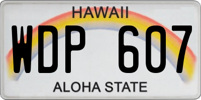 HI license plate WDP607