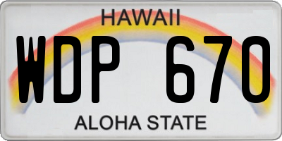 HI license plate WDP670