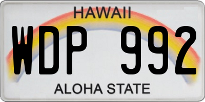 HI license plate WDP992