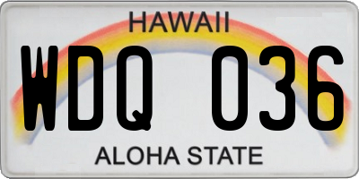 HI license plate WDQ036