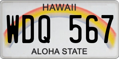 HI license plate WDQ567