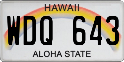 HI license plate WDQ643