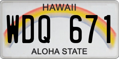 HI license plate WDQ671