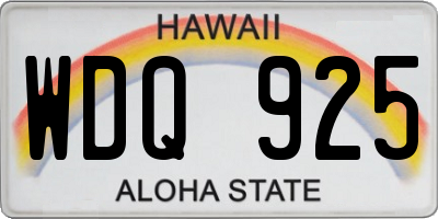 HI license plate WDQ925