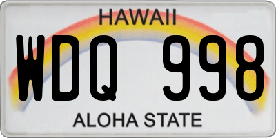 HI license plate WDQ998