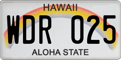HI license plate WDR025