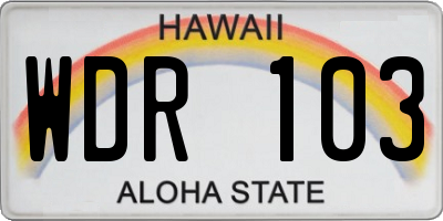 HI license plate WDR103