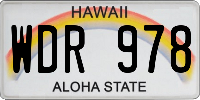 HI license plate WDR978