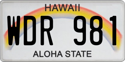 HI license plate WDR981